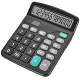 DANRONG Desktop Calculator with Big Buttons, Dual Power Source, Solar and Battery, Large Display Screen - Perfect for Office, Teachers, and Students (Black)