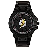 Accutime DC Comics Flash Classic Symbol Watch Face with Black Metal Band