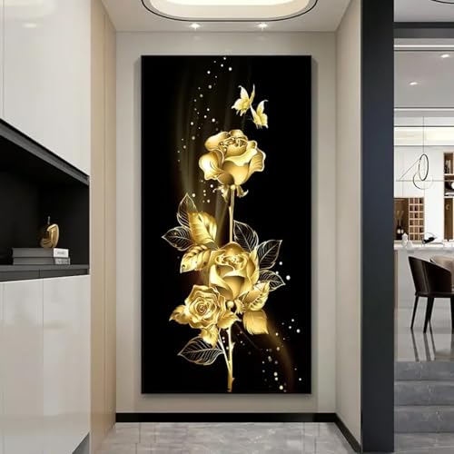 Peinture à l'huile d'arbre à fleurs d'or harmonie intérieure