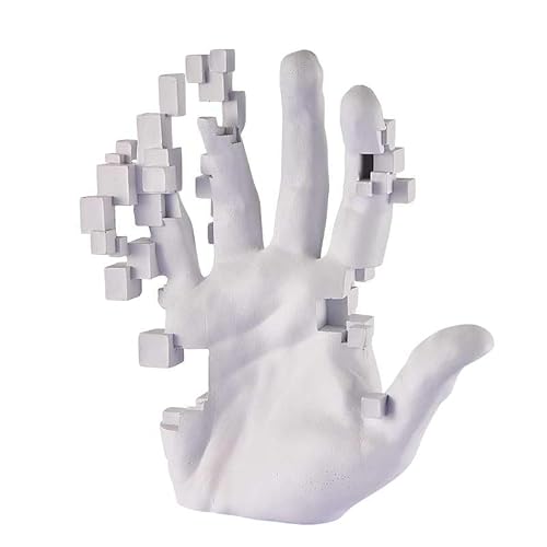 Finesse Decor Pixel Hand Sculpture - Matte White, Resin Sculpture,