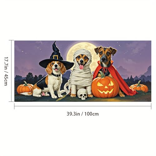 Vinilo decorativo Halloween perros 39.37x17.7 pulgadas miniatura 3