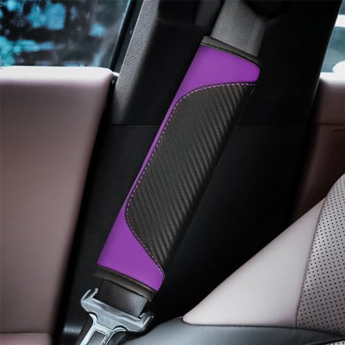 Image of Osilly 2PCS Car Seat Belt Cover, Carbon Fiber Seatbelt Shoulder Protection, Soft Car Seat Belt Strap Cushion Protect Your Neck and Shoulder, Car Accessories Seat Belt Pad for Car Truck (Purple)