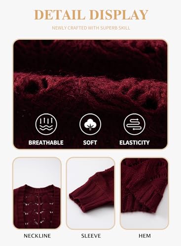 Image of Eytino Womens Plus Size Crochet Cardigan Sweater Long Sleeve Hollow Out Open Front Cardigans Outwear(1X-5X)