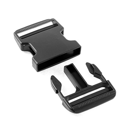 Gourd Plastic Clasp Side Release Buckle 2 Inches Webbing Strap Black, 2 Pairs