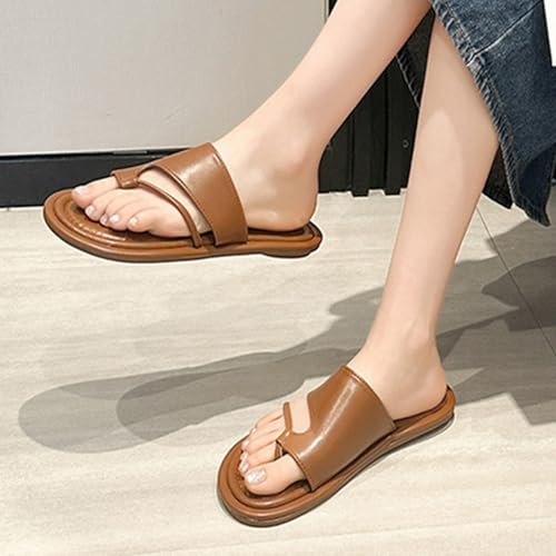 Summer Bunion Orthopedic Women Flat Sandals,Lightweight Outdoor Plantar Fasciitis Slippers,Toe Ring Hallux Valgus Flip Flops3