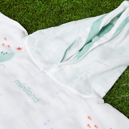 Poncho serviette à capuche pour bébé Miniland en mousseline douce
