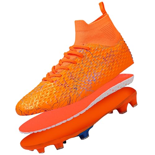 Image of Men's Soccer Shoes High-Top Soccer Cleats Outdoor Breathable Athletic Professional Spikes Youth Boys Football Shoes Unisex