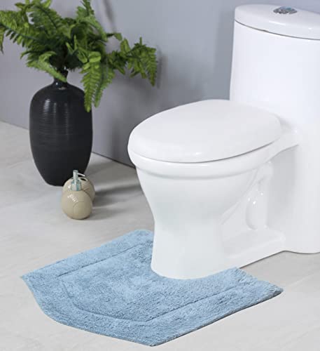 Home Weavers Waterford Collection 100% Cotton Tufted Bath Rug, Extra Soft and Absorbent Bath Rugs, Non-Slip Plush Bath Carpet, Machine Wash Dry, Bath Mats for Bathroom Floor, 20" x 20" Contour, Blue