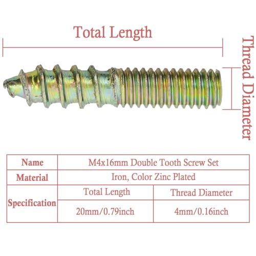 Image of M4 Hanger Bolt Driver,20pcs M4X20mm Hanger Bolts Assortment Kit with M4x0.7mm Driver,Double Headed Bolts Self-Tapping Screws,Grade 4.8,Iron, Color Zinc Plated Finish