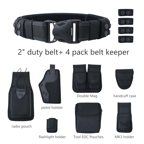 Duty Belt w/Utility Belts Law Enforcement Police Molded Pouches Kit ，Nylon Tactical Officer Security Guard Belt 4 pack Belts Keeper2