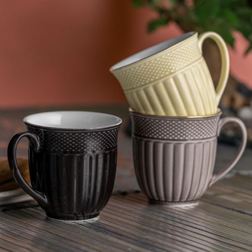 Image of Clay Craft Fine Ceramic Tea Cups Set of 6| 200 Ml Elegant Textured Cups with Comfortable Handle | Ideal for Tea| Coffee| Home Use & Gifting