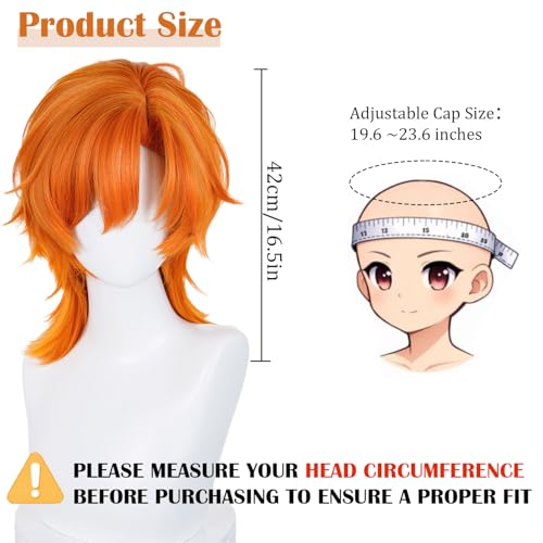Image of LABEAUTE Unsex Cosplay Wig for Men Woman for Short Straight Cosplay Wig with Bangs for Anime Heat Resistant Hair for Party and Halloween (Medium- Length Orange Wig)