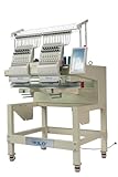 Commercial Double Head Embroidery Machine with 15 Needles, Industrial Computerized Dual-Head Embroiderer for Hats & Shirts, 15.7' x 17.7' Large Area, 10' LCD Touch Screen (Dahao A15), 1000 SPM