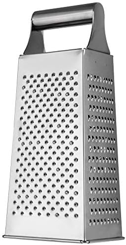 recus Grater, Four Sided Grater and Slicer, Stainless Steel Box, Kitchen Grater for Fruit, Vegetable, Carrot, Cheese, Dishwasher Safe (with Handle)