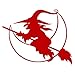 Fucsiaan - Adhesivo para parachoques de coche con diseño de escoba de bruja y luna, color rojo