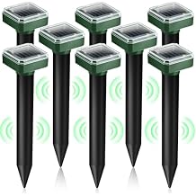 8 Pack Mole Repellent Solar Powered, Gopher Repellent Ultrasonic Groundhog Repeller Mole Stakes Deterrent, Solar Rodent Repeller Vole Repellent Spikes Snake Rodent Repellent for Lawns Yard