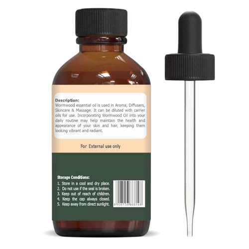 Image of Organic Zing Wormwood (Artemisia Absinthium L) Oil | Pure & Natural Essential Oil for Aroma, Diffusers, Skincare & Massage- 30ml /1.01fl oz