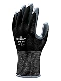 SHOWA Atlas 370BM-07 Nitrile Palm Coating Glove, Black, Medium (Pack of 12 Pairs)