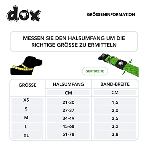 DDOXX Airmesh Hundehalsband - Stabiles und Verstellbares Welpenhalsband für alle Größen - S (Grün)