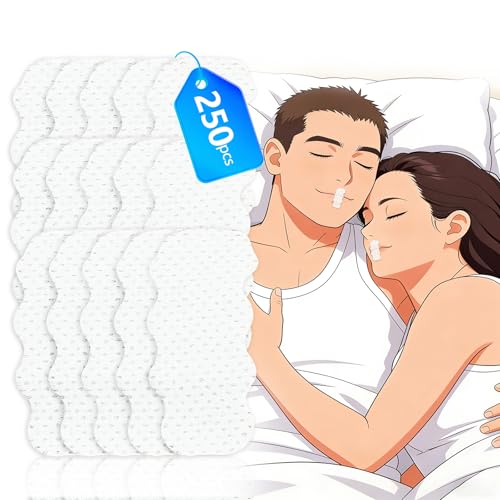 250 Stück Weiße Mundpflaster gegen Schnarchen, Mundband für Nasenatmung, Anti Schnarch Schlafpflaster und Mund Tape Mundpflaster Schlafen, Verbesserter Nachtschlaf