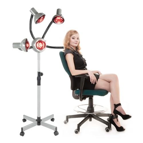 LNUJIUN 750W Hair Processor with Wheels 5 Head Heat Lamp Salon Standing Hair Dryer Adjustable Height and Angle for Beauty Salons, Homes