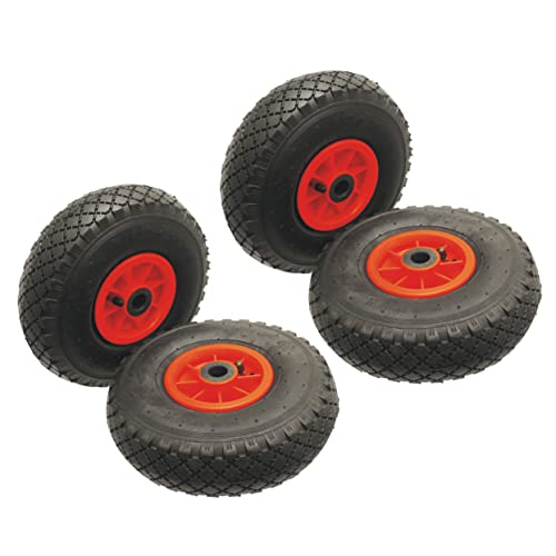 Image of Product Pro 4 x 10" Red Pneumatic Wheels 3.00-4 (260x85mm) for 20mm Axle Shaft