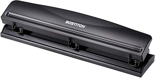 Bostitch Office HP12 3 Hole Punch, 12 Sheet Capacity, Metal, Black