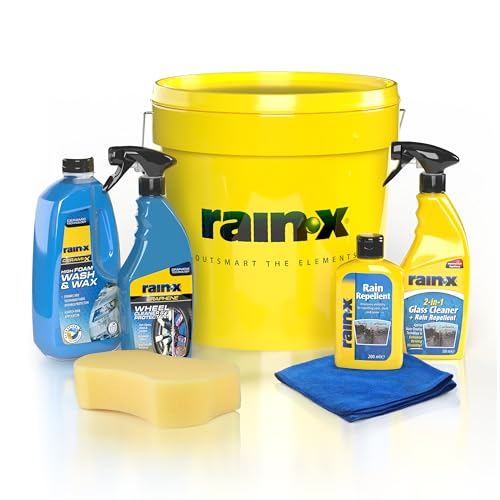 Kit de nettoyage voiture complet Rain-X avec produit entretien jantes et shampoing
