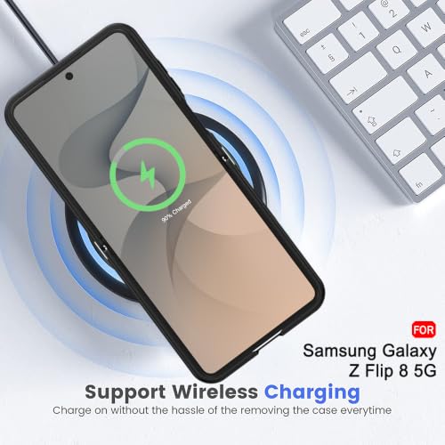 Image of TheGiftKart Hybrid Shockproof Back Cover Case for Samsung Galaxy Z Flip 8 5G Compatible with MagSafe | Hard Back Cover Case for Samsung Z Flip8 5G (PC & TPU, Translucent Smoke Matte Back, Black Sides)
