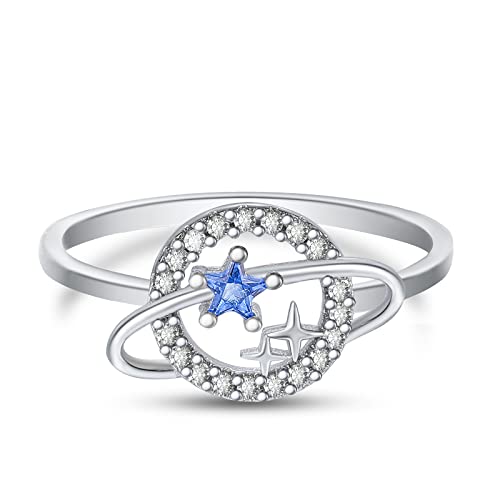 925 Sterling Silver Simple Design Planet Star Ring For Women Fashion Zircon Ring Statement Stacking Rings Wedding Ring Jewelry Gift2