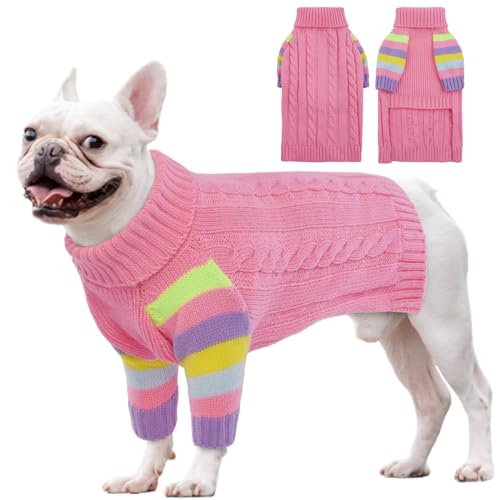 Image of Dog Sweater for Small Dogs, Turtleneck Pullover with Sleeve, M