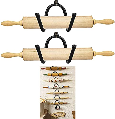 AUXPhome 2er Set - Nudelholzhalter Nudelholz Display Rack Nudelholz Aufbewahrung - Wandbehang Mehrzweck-Flaschenregal - Rustikale Wohnkultur Kolonial Wanddekor - Kein Nudelholz