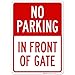 No Parking In Front Of Gate Sign, (SI-63256) 10x14 Inches, Rust Free .040 Aluminum, Fade Resistant, Made in USA by Sigo Signs