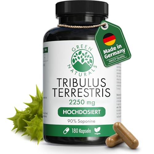 Green Naturals® Tribulus Terrestris Kapseln – Hochdosiert: 2.250 mg mit 90 % Saponinen – Vorrat für 2 Monate – Premiumqualität aus Deutschland – Vegan & laborgeprüft