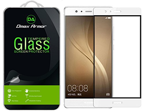 Dmax Armor for Huawei P9 Plus Tempered Glass Screen Protector, [Full Screen Coverage] Anti-Scratch, Anti-Fingerprint, Bubble Free, (White)