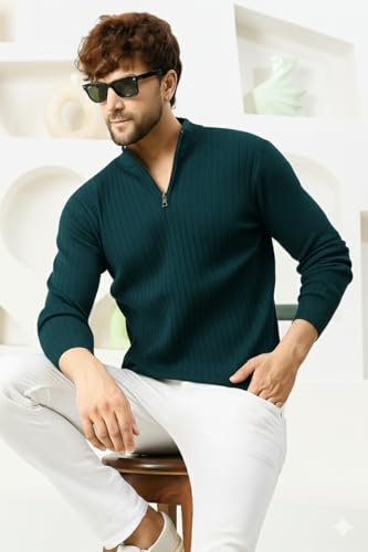 Image of Pivl Men's Winter Half Zip Solid Warm Sweater