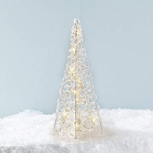 Eurotrade W White, Warm 10 Shiny LED Acrylic Pyramid Cone Tree Light Christmas Ornament Battery Operated Festive Xmas Decoration