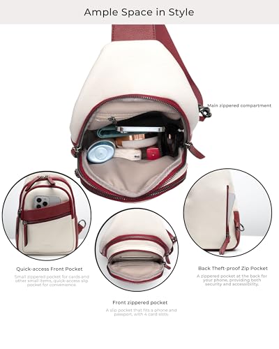 Image of Alldaily Large Sling Bag for Women Crossbody Purse Leather Fashionable Trendy Chest Bag for Travel, Fanny Pack (Red&White)