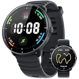 Parsonver Smartwatch GPS Integrato, 5 ATM Impermeabile Orologio da Nuoto per Piscina/Acque Aperte, Orologio Fitness con Display AMOLED, 100+ Sportive, Frequenza Cardiaca,Sonno (Nero, 42 mm)