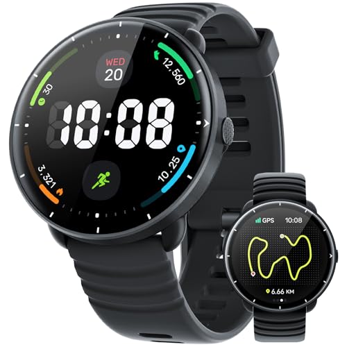 Parsonver Smart Watch for Swimming, 5ATM Waterproof Watch for Pool & Open Water, AI Swim Analysis, Built-in GPS & Compass, AMOLED Fitness Trackers 100+ Sports Modes, Heart Rate & Sleep Monitor, Black
