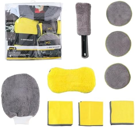 Kit Limpieza Coche, 9 Piezas, Incluye 3 Bayetas de Microfibra Sec...