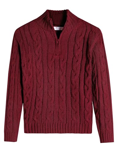 Image of Arshiner Boys Half Zip Christmas Knit Jumper Burgundy 11-12 Years