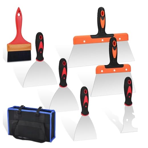 meat pie king Conjunto de 8 Peças de Espátulas Para Drywall, Kit de Ferramentas Manuais Para Drywall, Espátulas de 6 Tamanhos Diferentes, Pincel E Bolsa Organizadora, Kit de Ferramentas Para Massa