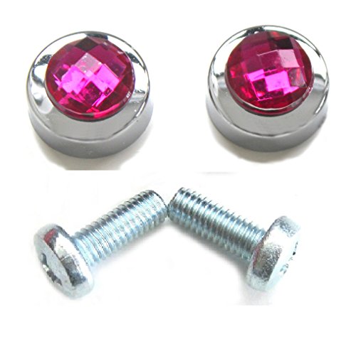Hotblings 4 Row Hot Pink Rhinestone Bling Sparkle Metal License Plate Frame & Caps Set #TOP1