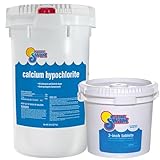 In The Swim Chlorine and Shock Bundle for Sanitizing Swimming Pools – Includes 25 Pound Bucket of 3 Inch Stabilized Chlorine Tablets and 50 Pound Bucket of 68% Cal-Hypo Pool Shock