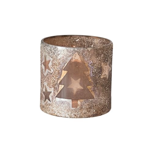 Creative Co-Op XS5424 Mercury Glass Votive Candleholder With Laser Etched Trees And Stars cover