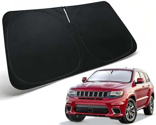 PAIMOHO Windshield Sun Shade for 2011-2021 Jeep Grand Cherokee Accessories, Car Front Window Sun Visor Protector & Heat Shield | 240T Sunshade Protection Blocks UV Rays Keep Your Car Cooler