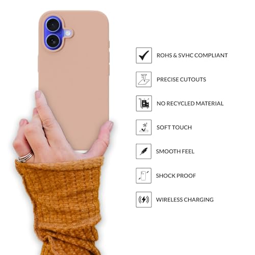 Image of SPRIG Compatible with iPhone 16 Premium SilkMag (Liquid Silicone Magnetic) Back Cover Drop Tested Shock Proof Mobile Case for Men, Women, Boys and Girls with Camera Protection (Sand Pink)