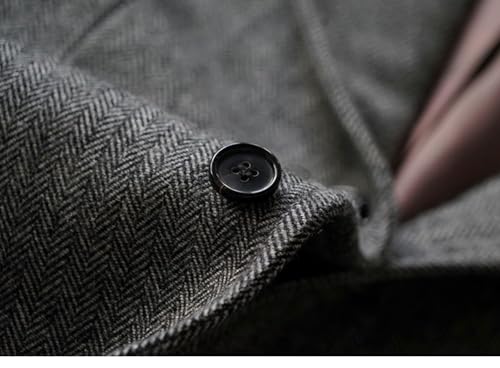 Men's Herringbone Tweed Tweed Blazer Winter Suit Jacket Single Breasted Vintage Trench4