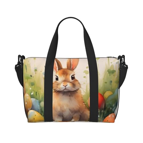 Travel Duffle Bag Easter Rabbit Eggs Weekender Overnight Bags Luggage Bag for Women Men Waterproof Sports Gym Bag Hand Bag with Shoulder Strap